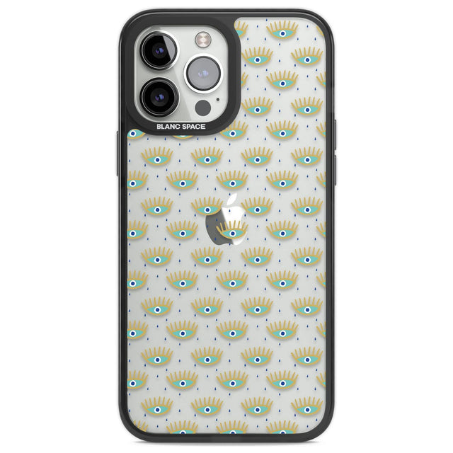 Crying Eyes (Clear) Psychedelic Eyes Pattern Phone Case iPhone 13 Pro Max / Black Impact Case,iPhone 14 Pro Max / Black Impact Case Blanc Space