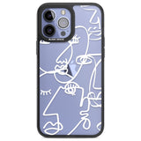 Abstract Continuous Line Faces White on Clear Phone Case iPhone 13 Pro Max / Black Impact Case,iPhone 14 Pro Max / Black Impact Case Blanc Space