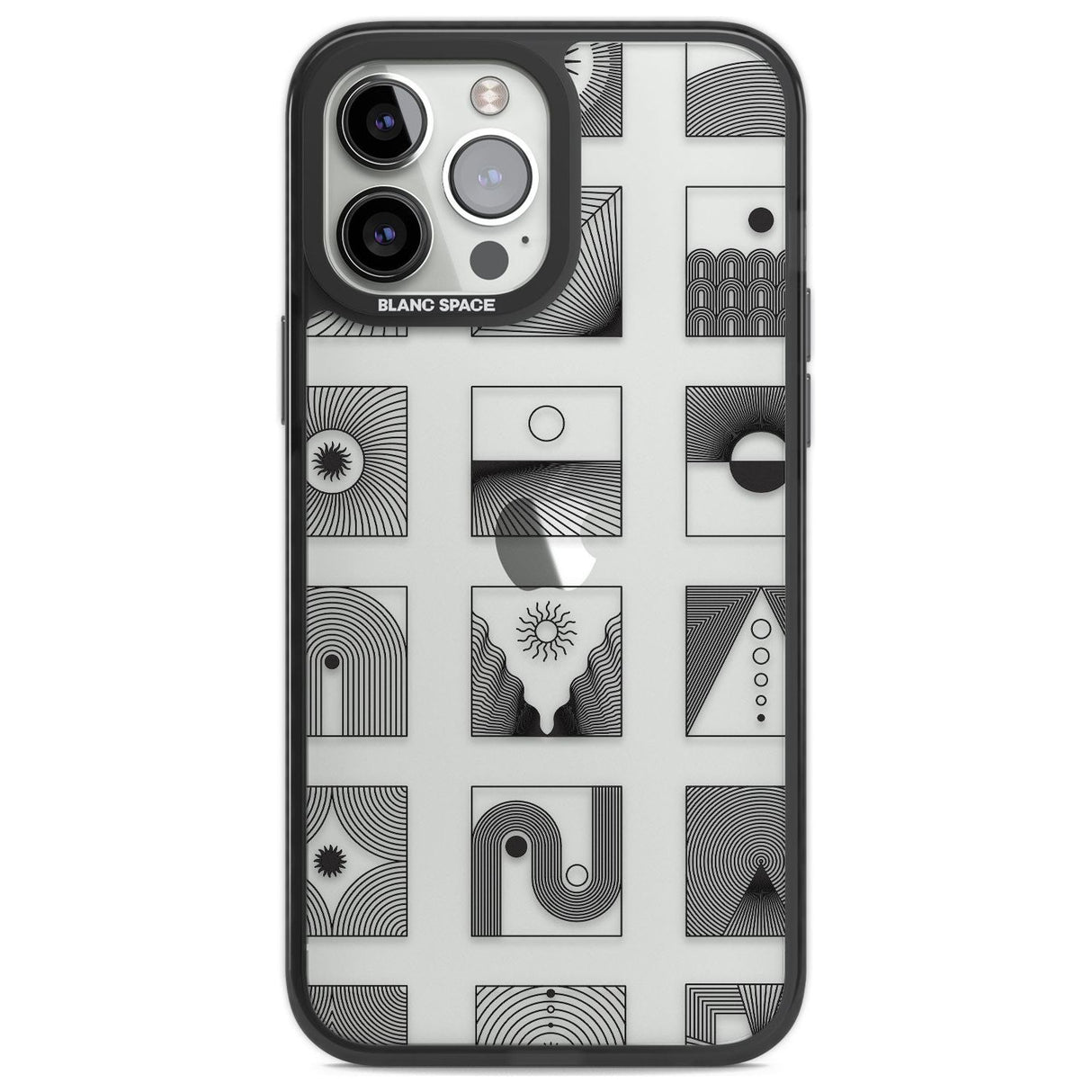 Abstract Lines: Mixed Pattern #2 Phone Case iPhone 13 Pro Max / Black Impact Case,iPhone 14 Pro Max / Black Impact Case Blanc Space