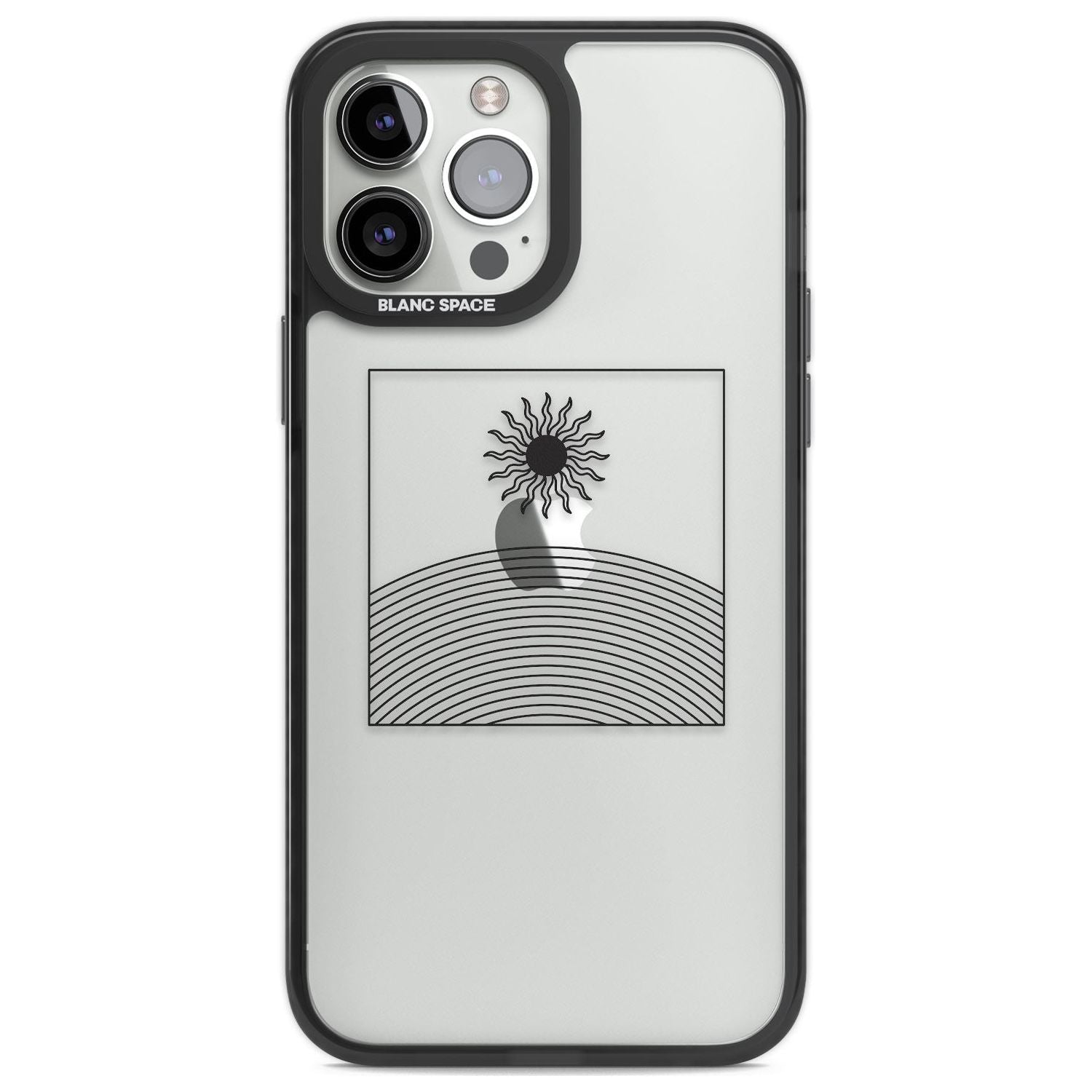 Framed Linework: Rising Sun Phone Case iPhone 13 Pro Max / Black Impact Case,iPhone 14 Pro Max / Black Impact Case Blanc Space
