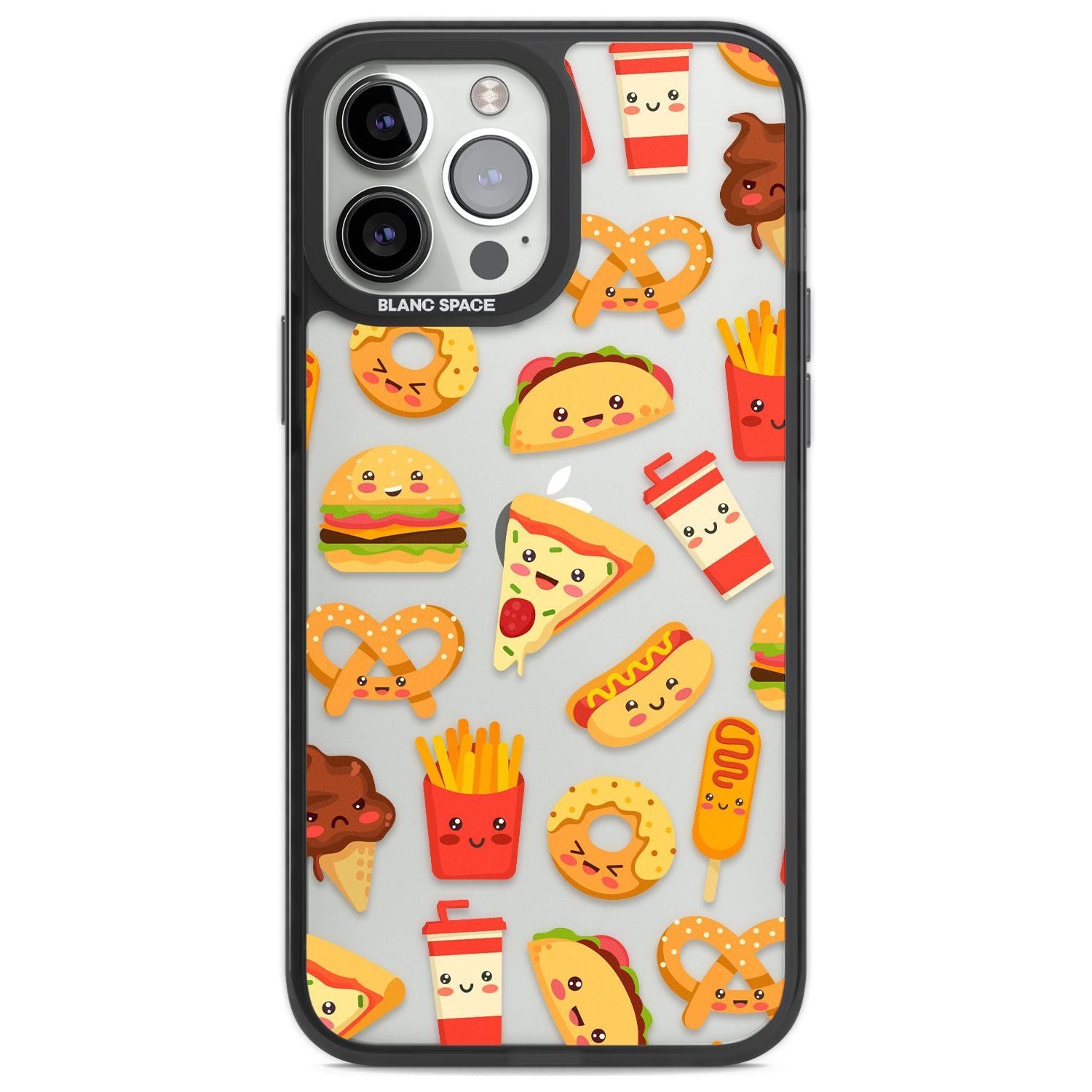 Fast Food Patterns Kawaii Fast Food Mix Phone Case iPhone 14 Pro Max / Black Impact Case,iPhone 13 Pro Max / Black Impact Case Blanc Space
