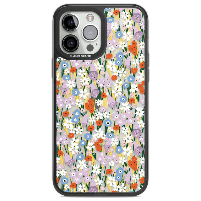 Energetic Floral Mix: Transparent Phone Case iPhone 13 Pro Max / Black Impact Case,iPhone 14 Pro Max / Black Impact Case Blanc Space