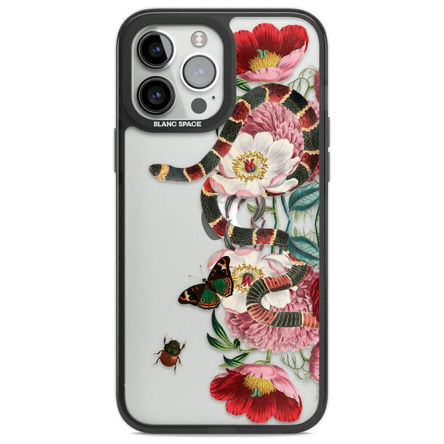 Floral Snake Phone Case iPhone 13 Pro Max / Black Impact Case,iPhone 14 Pro Max / Black Impact Case Blanc Space