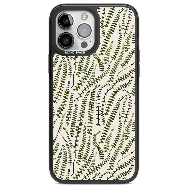 Fern Leaf Pattern Design - Cream Phone Case iPhone 13 Pro Max / Black Impact Case,iPhone 14 Pro Max / Black Impact Case Blanc Space