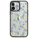 Blue Flora Transparent Floral Phone Case iPhone 13 Pro Max / Black Impact Case,iPhone 14 Pro Max / Black Impact Case Blanc Space