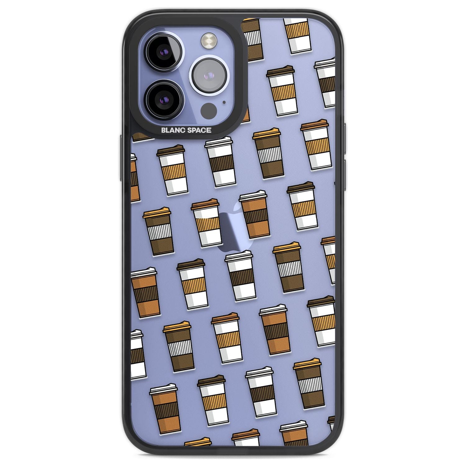 Coffee Cup Pattern Phone Case iPhone 13 Pro Max / Black Impact Case,iPhone 14 Pro Max / Black Impact Case Blanc Space