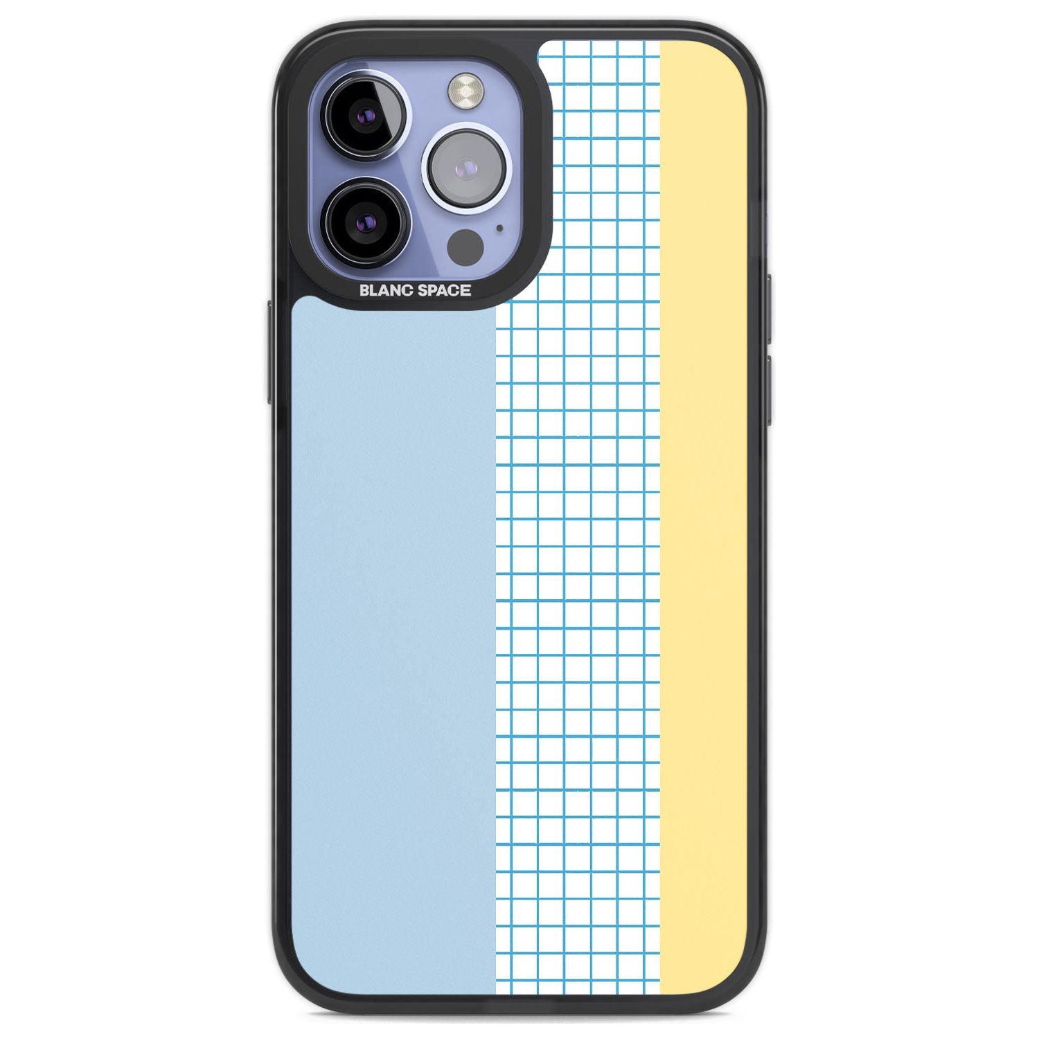 Abstract Grid Blue & Yellow Phone Case iPhone 13 Pro Max / Black Impact Case,iPhone 14 Pro Max / Black Impact Case Blanc Space