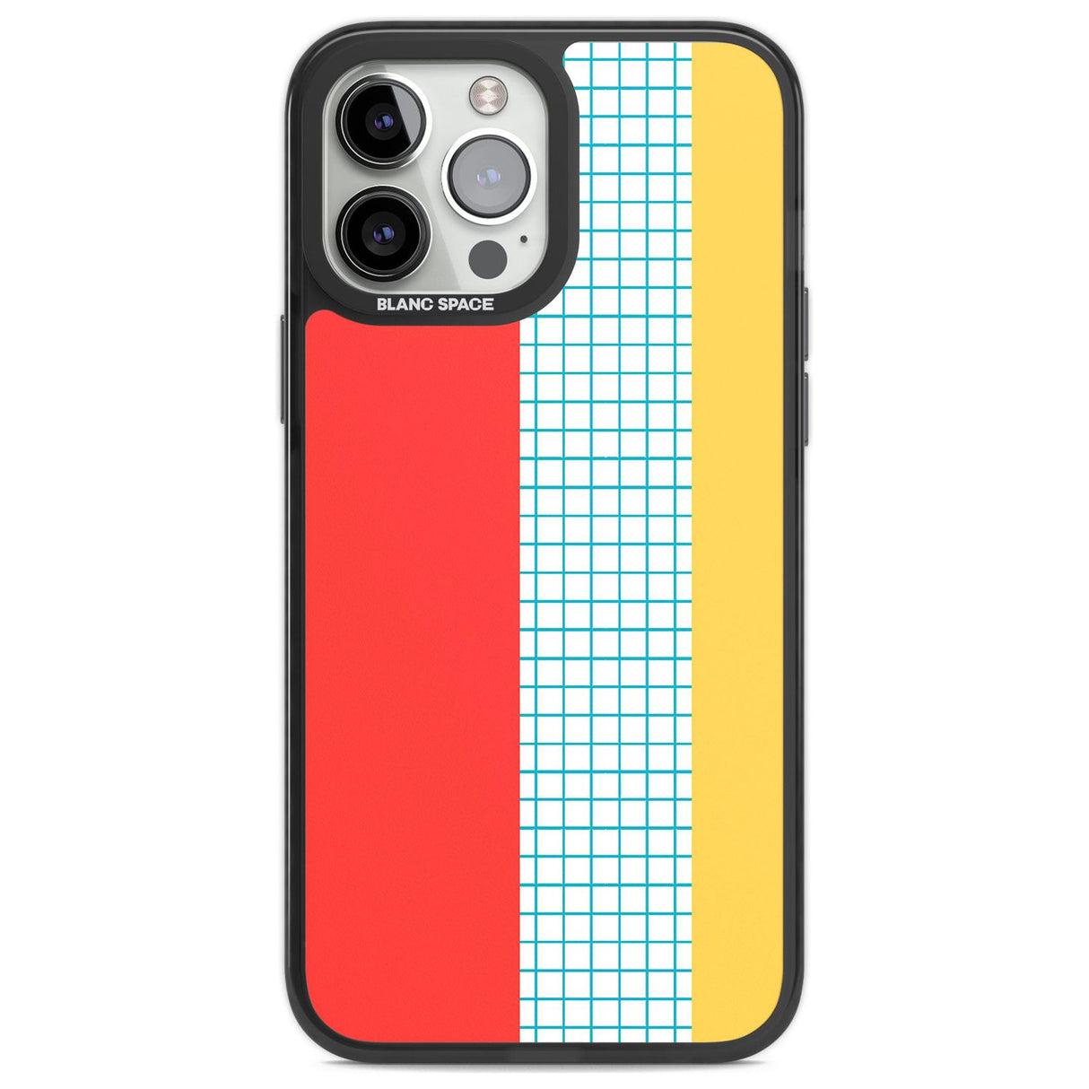 Abstract Grid Red, Blue, Yellow Phone Case iPhone 13 Pro Max / Black Impact Case,iPhone 14 Pro Max / Black Impact Case Blanc Space