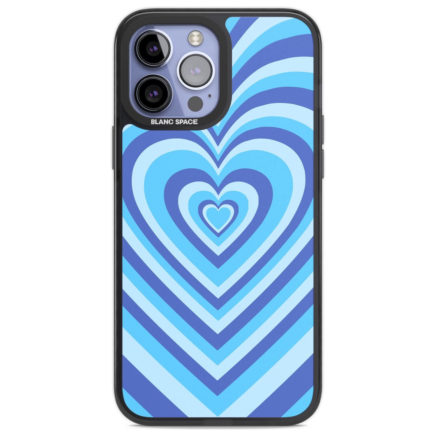 Blue Heart Illusion Phone Case iPhone 13 Pro Max / Black Impact Case,iPhone 14 Pro Max / Black Impact Case Blanc Space