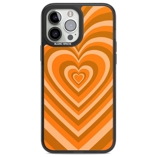 Orange Heart Illusion Phone Case iPhone 13 Pro Max / Black Impact Case,iPhone 14 Pro Max / Black Impact Case Blanc Space