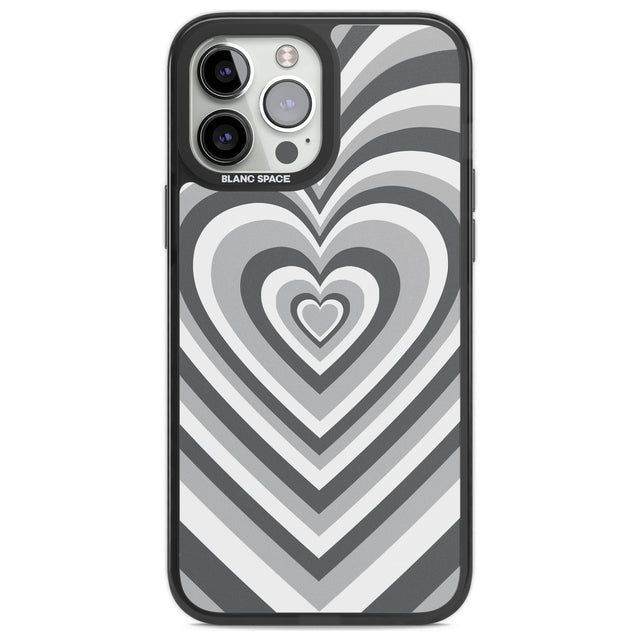 Monochrome Heart Illusion Phone Case iPhone 13 Pro Max / Black Impact Case,iPhone 14 Pro Max / Black Impact Case Blanc Space