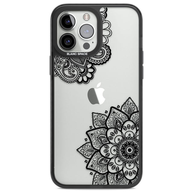 Black Henna Florals Phone Case iPhone 13 Pro Max / Black Impact Case,iPhone 14 Pro Max / Black Impact Case Blanc Space