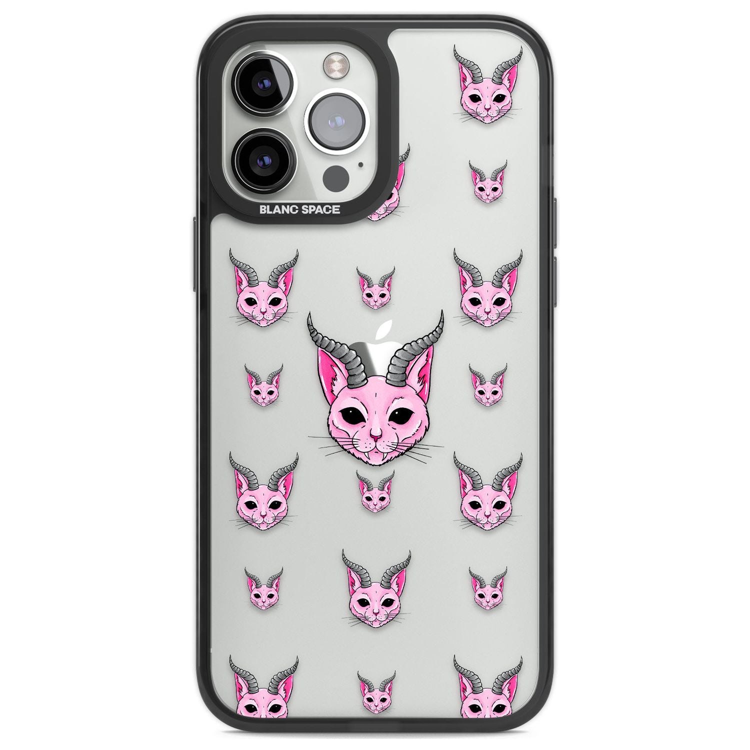 Demon Cat Pattern Phone Case iPhone 13 Pro Max / Black Impact Case,iPhone 14 Pro Max / Black Impact Case Blanc Space