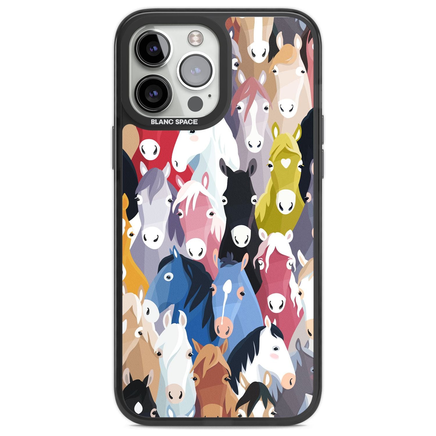 Colourful Horse Pattern Phone Case iPhone 13 Pro Max / Black Impact Case,iPhone 14 Pro Max / Black Impact Case Blanc Space