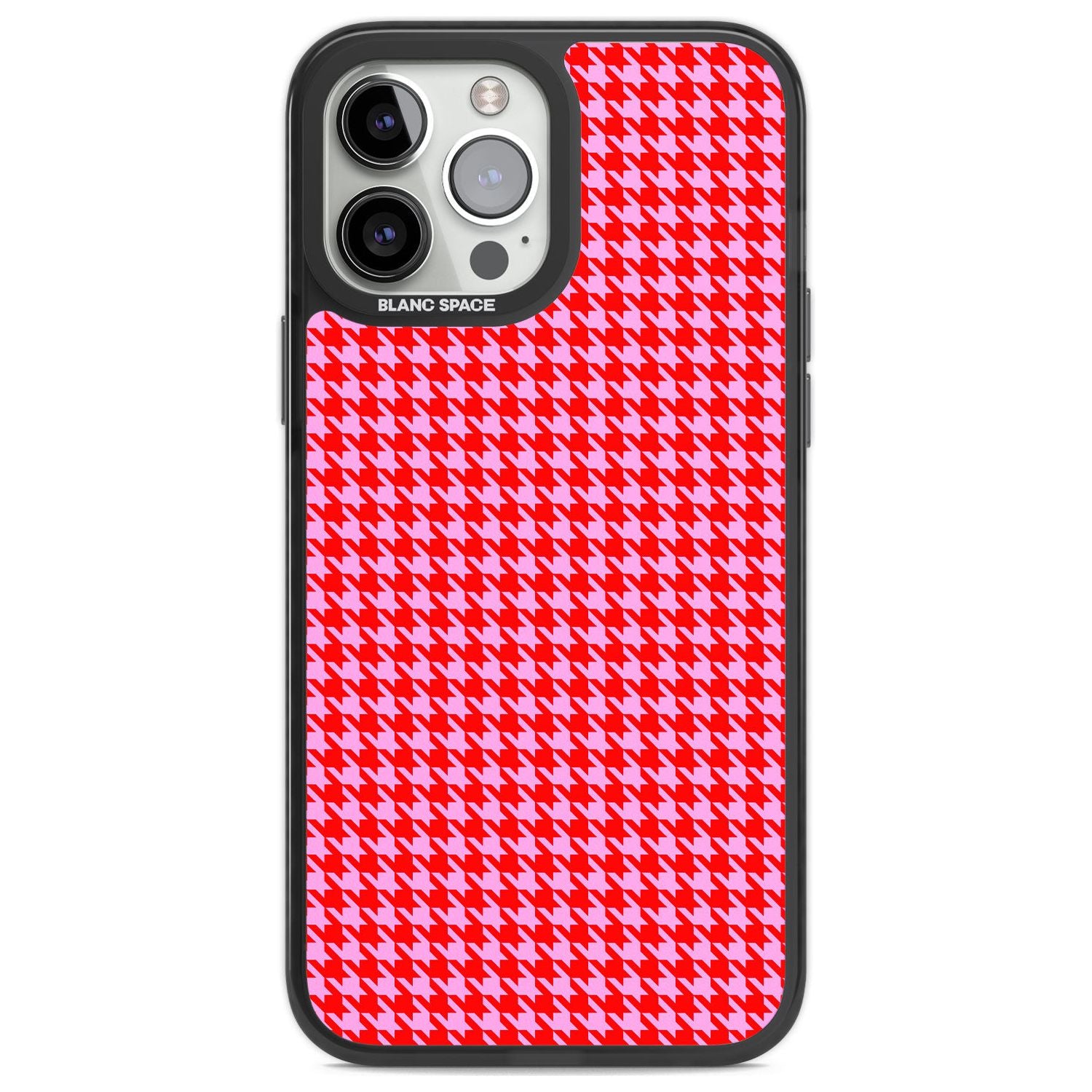 Neon Pink & Red Houndstooth Pattern Phone Case iPhone 13 Pro Max / Black Impact Case,iPhone 14 Pro Max / Black Impact Case Blanc Space