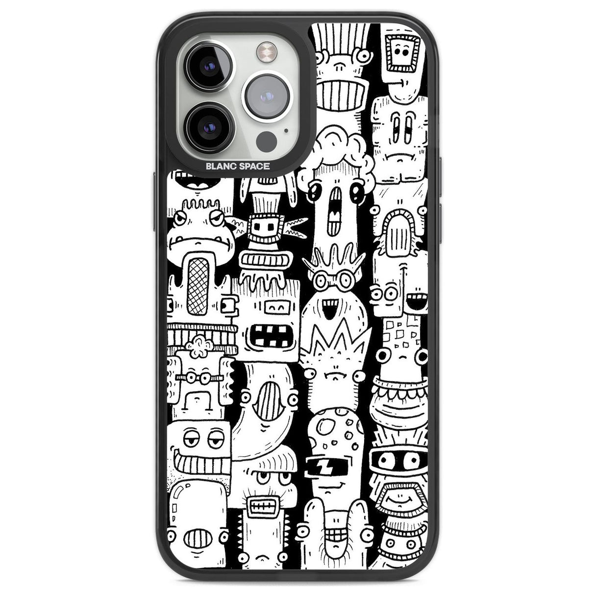 Monochrome Heads Phone Case iPhone 13 Pro Max / Black Impact Case,iPhone 14 Pro Max / Black Impact Case Blanc Space