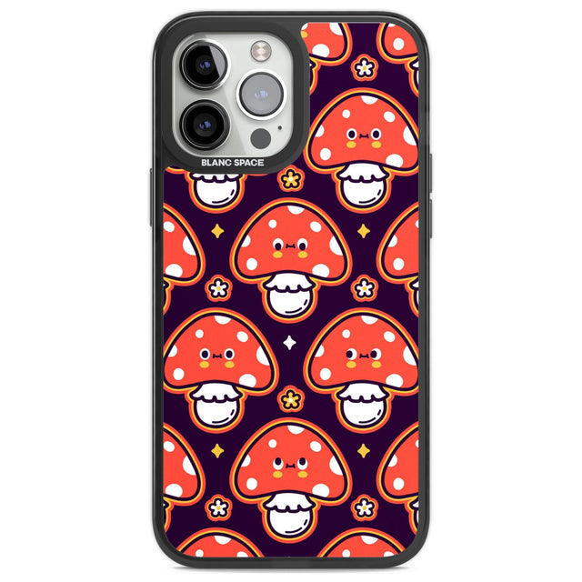Mushroom Kawaii Pattern Phone Case iPhone 13 Pro Max / Black Impact Case,iPhone 14 Pro Max / Black Impact Case Blanc Space
