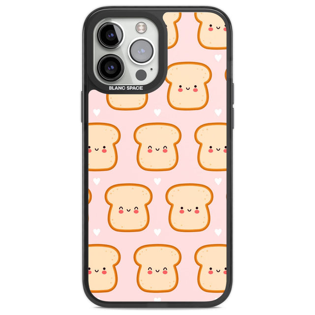 Bread Faces Kawaii Pattern Phone Case iPhone 13 Pro Max / Black Impact Case,iPhone 14 Pro Max / Black Impact Case Blanc Space
