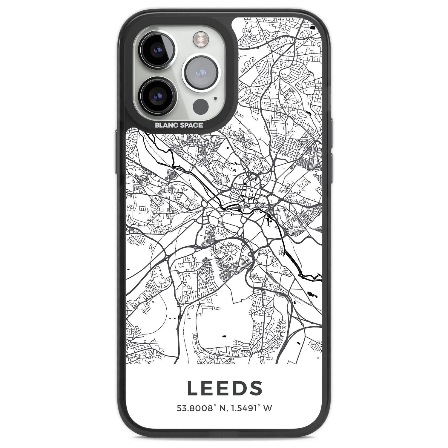 Map of Leeds, England Phone Case iPhone 13 Pro Max / Black Impact Case,iPhone 14 Pro Max / Black Impact Case Blanc Space
