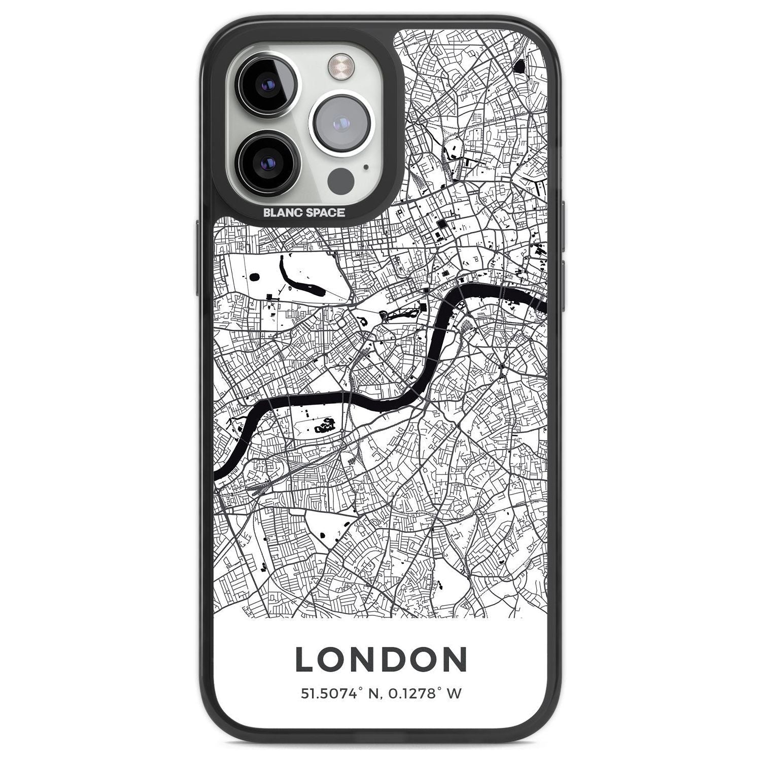 Map of London, England Phone Case iPhone 13 Pro Max / Black Impact Case,iPhone 14 Pro Max / Black Impact Case Blanc Space
