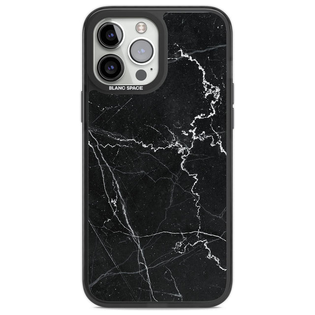 Bold Black Marble with White Texture Phone Case iPhone 14 Pro Max / Black Impact Case,iPhone 13 Pro Max / Black Impact Case Blanc Space