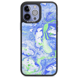 Dark Blue & Green Marbled Paper Pattern Phone Case iPhone 14 Pro Max / Black Impact Case,iPhone 13 Pro Max / Black Impact Case Blanc Space