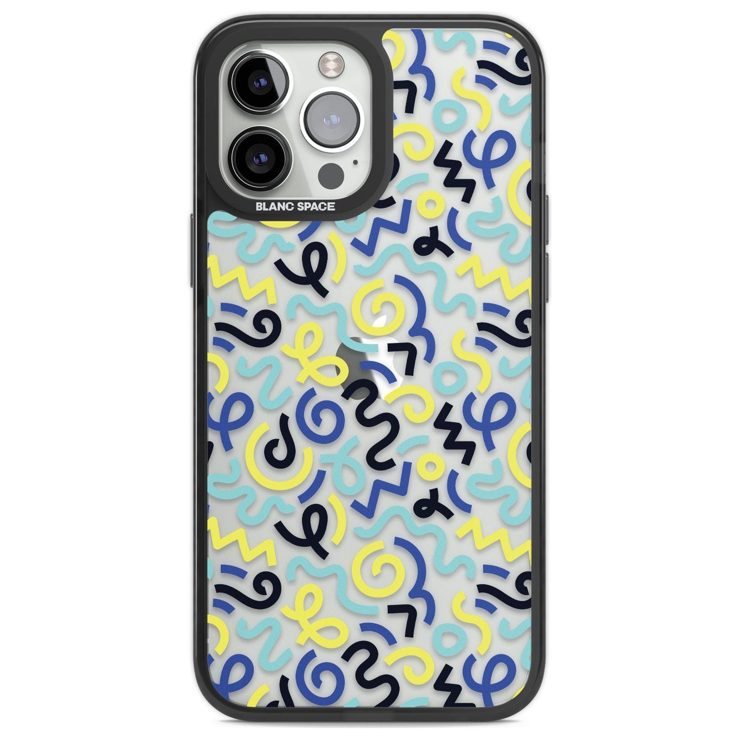 Blue & Yellow Shapes Memphis Retro Pattern Design