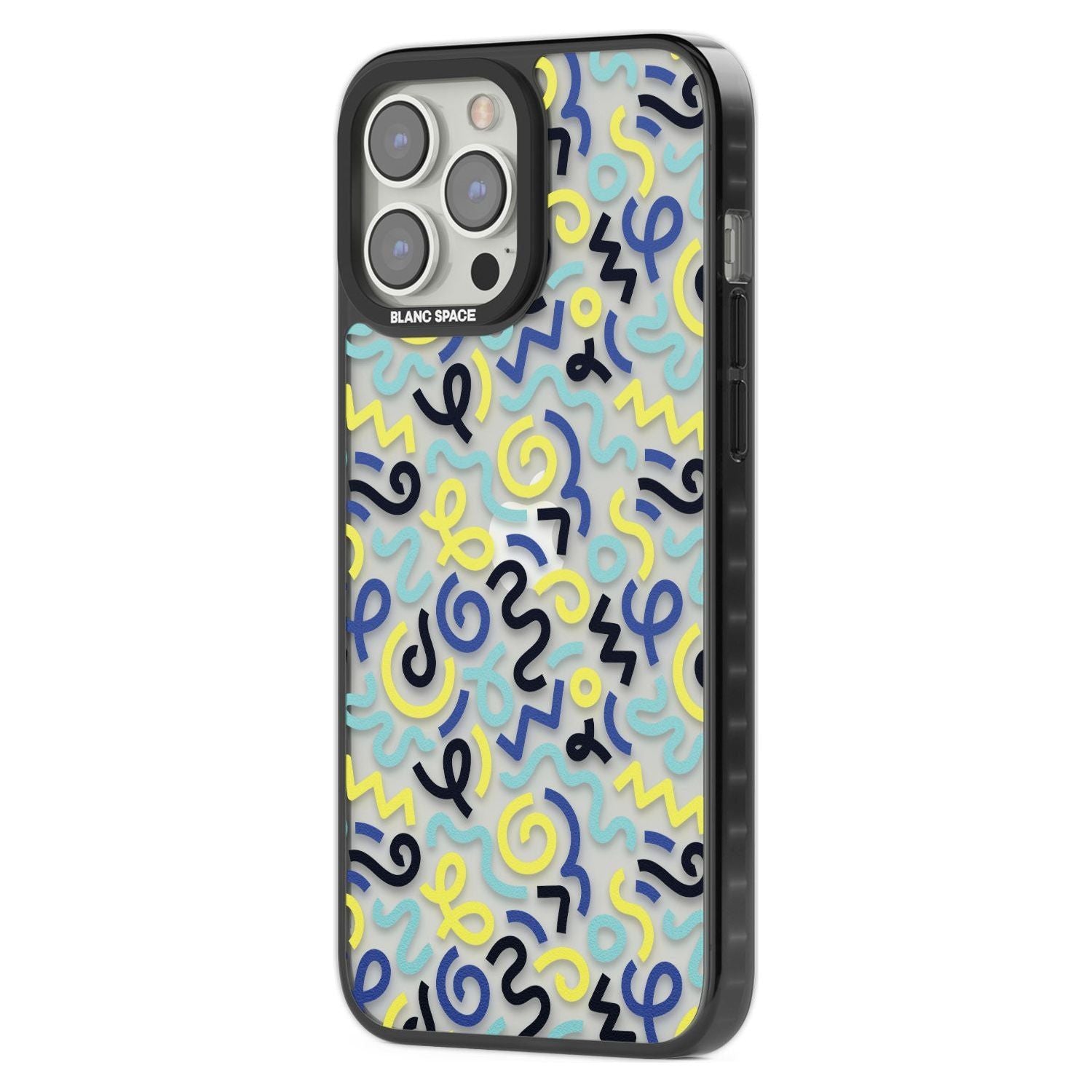 Blue & Yellow Shapes Memphis Retro Pattern Design