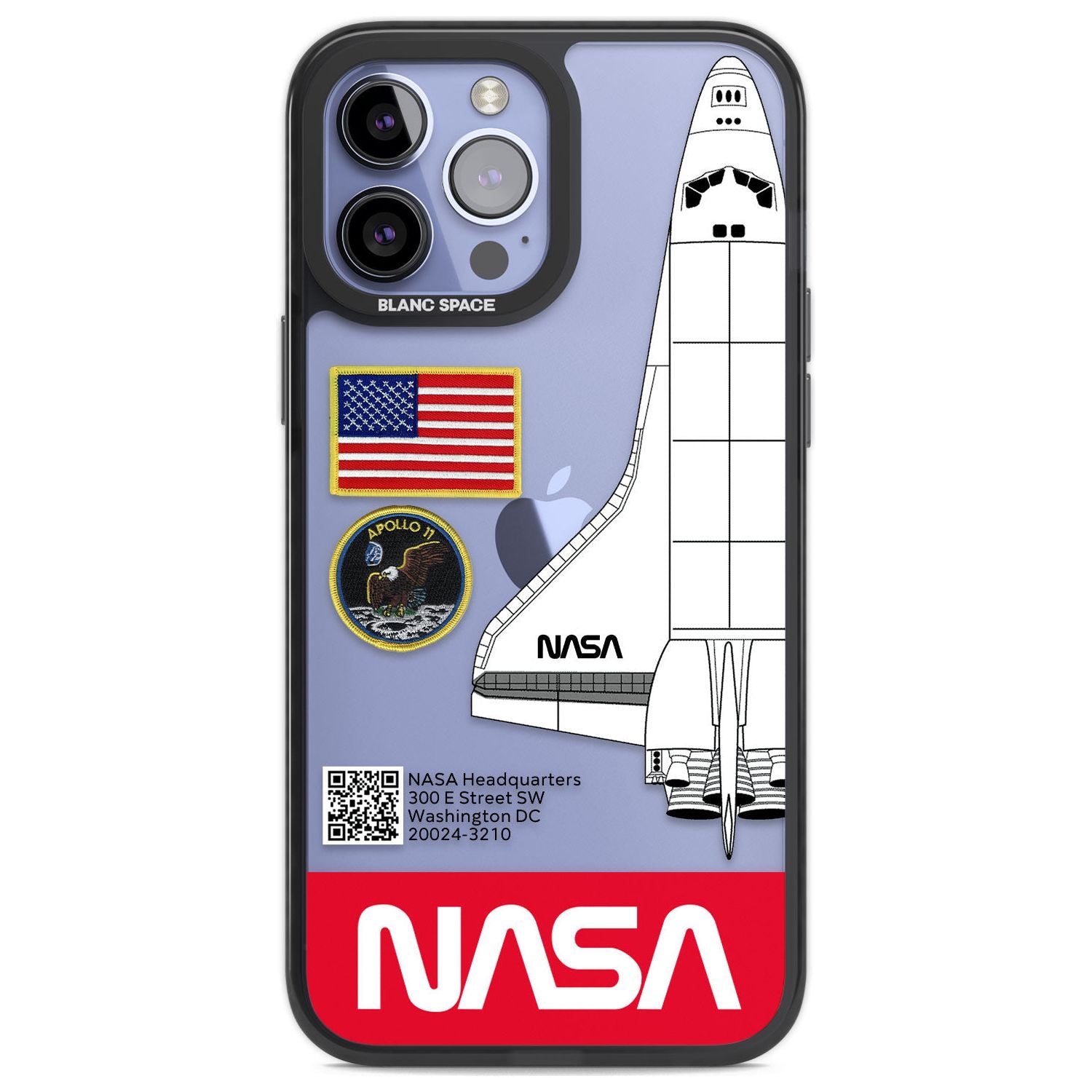 NASA Apollo 11 Phone Case iPhone 13 Pro Max / Black Impact Case,iPhone 14 Pro Max / Black Impact Case Blanc Space