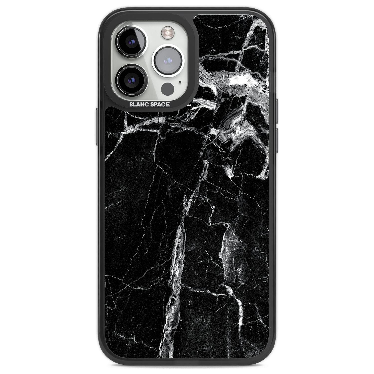 Black Onyx Marble Texture Phone Case iPhone 13 Pro Max / Black Impact Case,iPhone 14 Pro Max / Black Impact Case Blanc Space