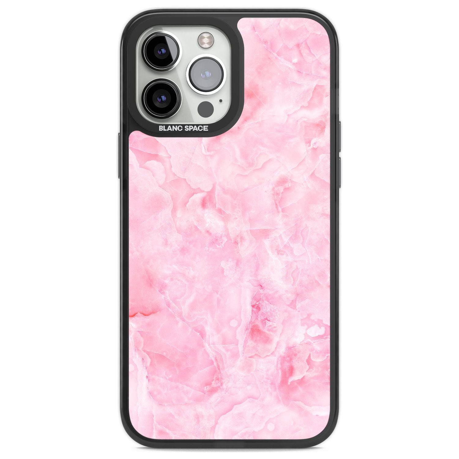Bright Pink Onyx Marble Texture Phone Case iPhone 13 Pro Max / Black Impact Case,iPhone 14 Pro Max / Black Impact Case Blanc Space