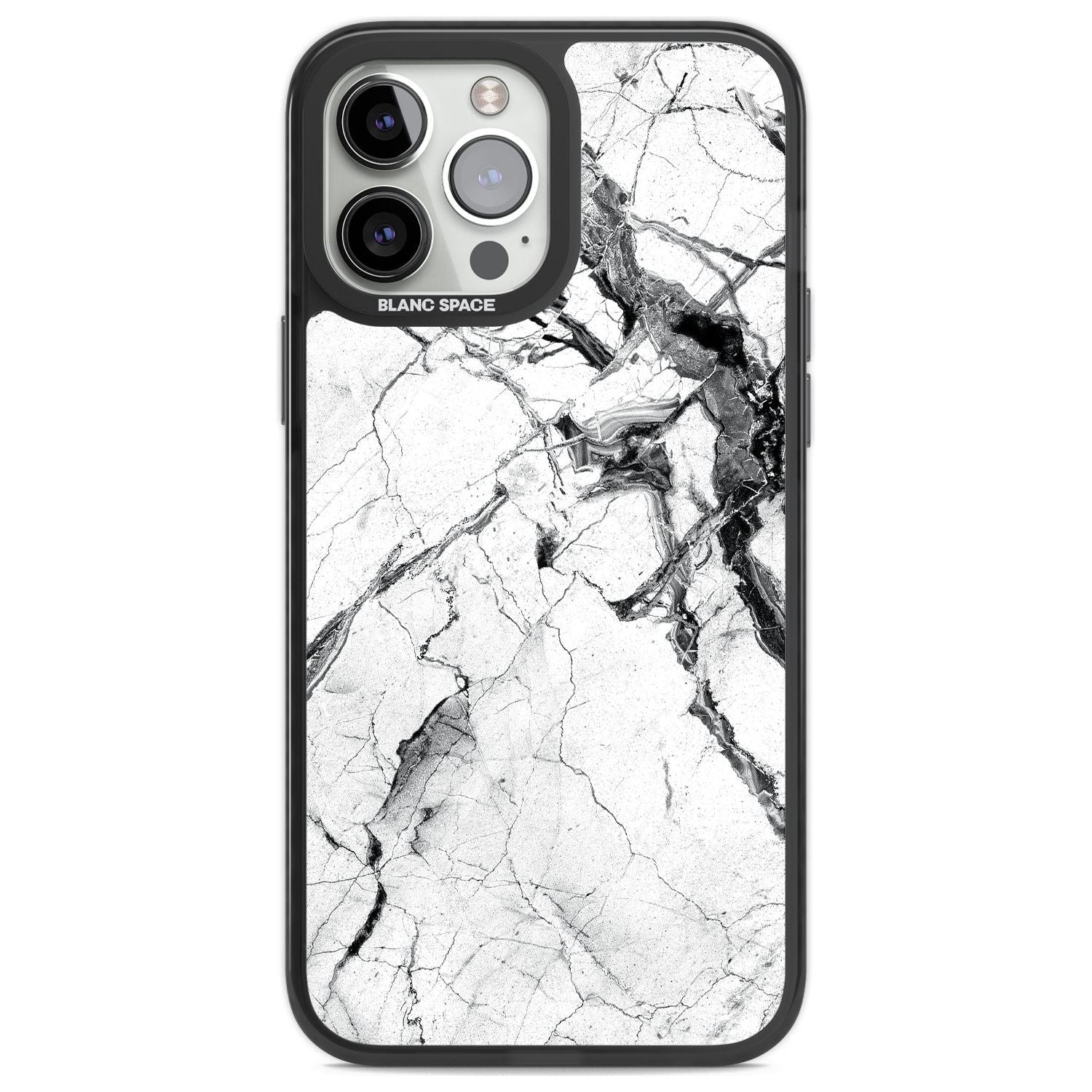 Black & White Stormy Marble Phone Case iPhone 13 Pro Max / Black Impact Case,iPhone 14 Pro Max / Black Impact Case Blanc Space