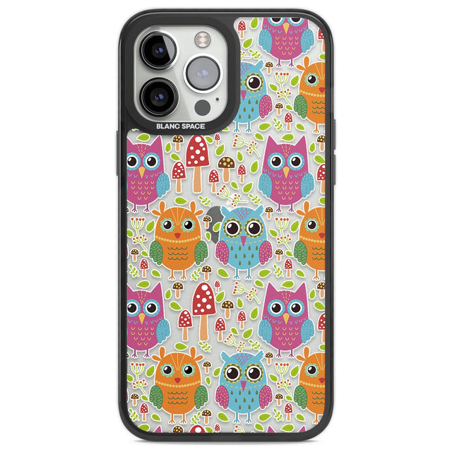Forrest Owl Clear Pattern Phone Case iPhone 14 Pro Max / Black Impact Case,iPhone 13 Pro Max / Black Impact Case Blanc Space