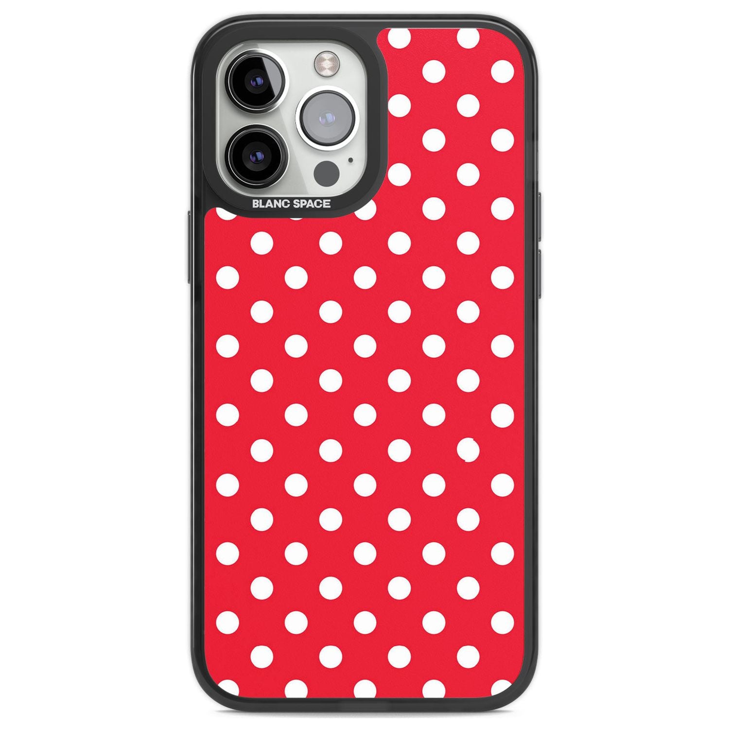 Designer Lava Red Polka Dot Phone Case iPhone 14 Pro Max / Black Impact Case,iPhone 13 Pro Max / Black Impact Case Blanc Space