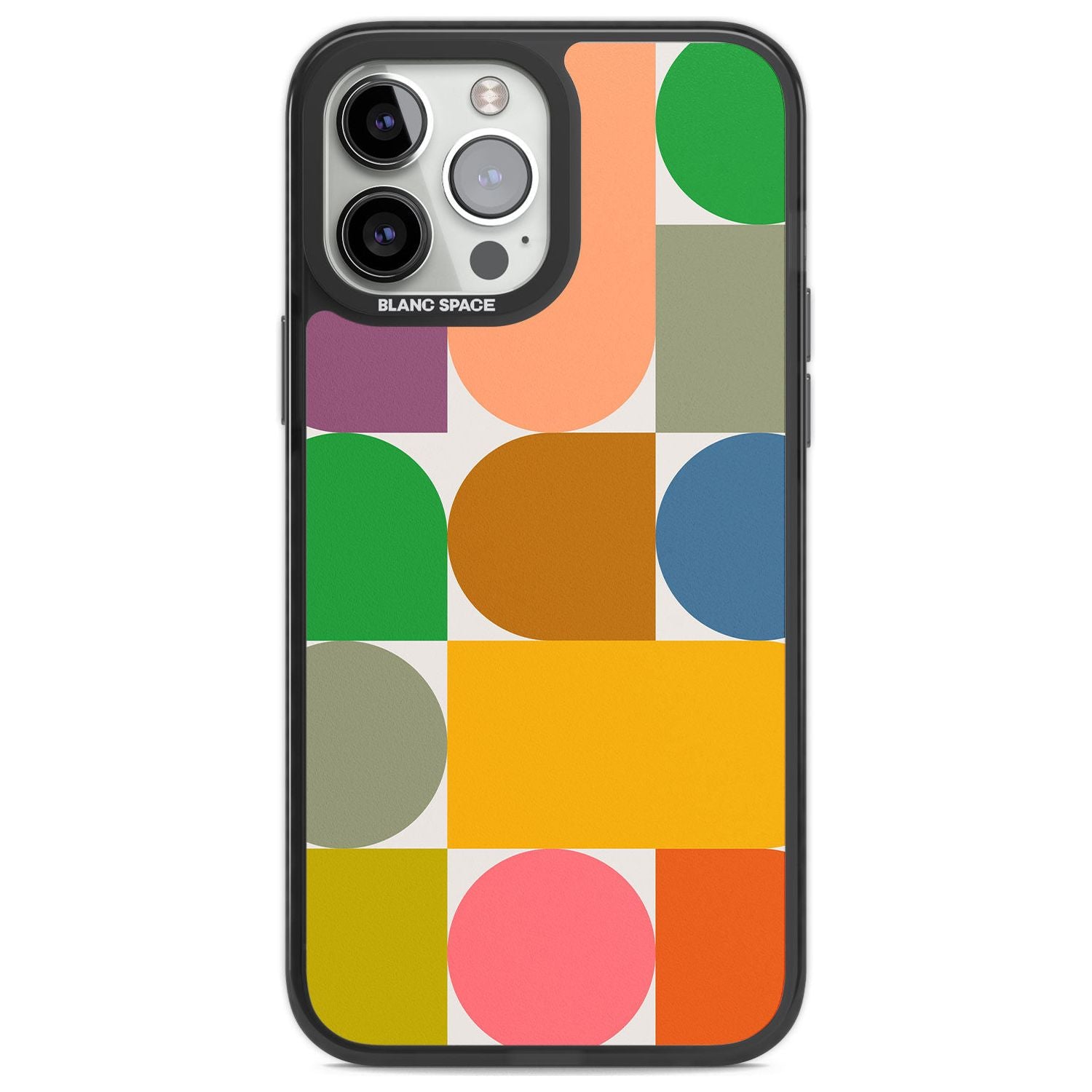 Abstract Retro Shapes: Rainbow Mix Phone Case iPhone 13 Pro Max / Black Impact Case,iPhone 14 Pro Max / Black Impact Case Blanc Space