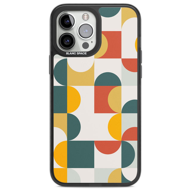 Abstract Retro Shapes: Muted Colour Mix Phone Case iPhone 13 Pro Max / Black Impact Case,iPhone 14 Pro Max / Black Impact Case Blanc Space