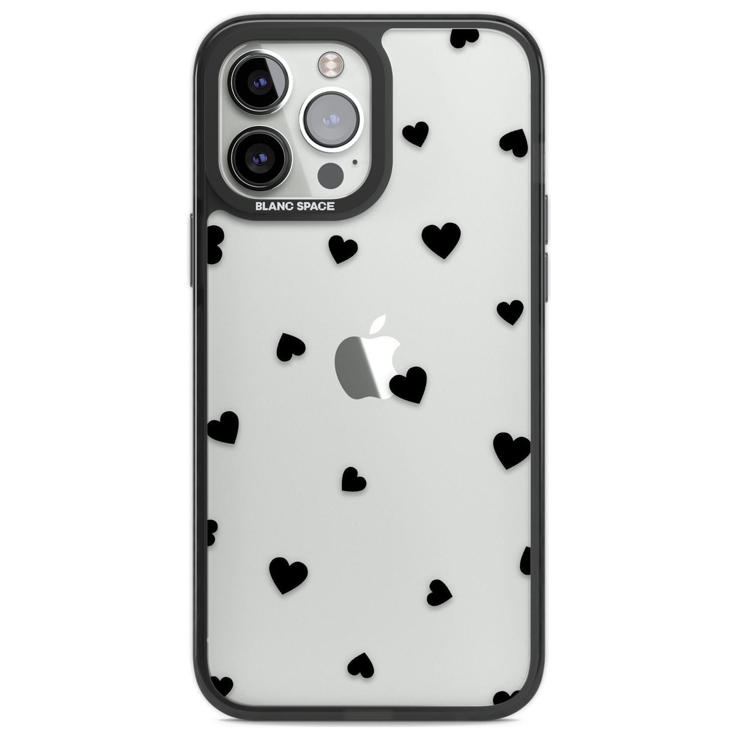 Black Hearts Pattern Phone Case iPhone 13 Pro Max / Black Impact Case,iPhone 14 Pro Max / Black Impact Case Blanc Space