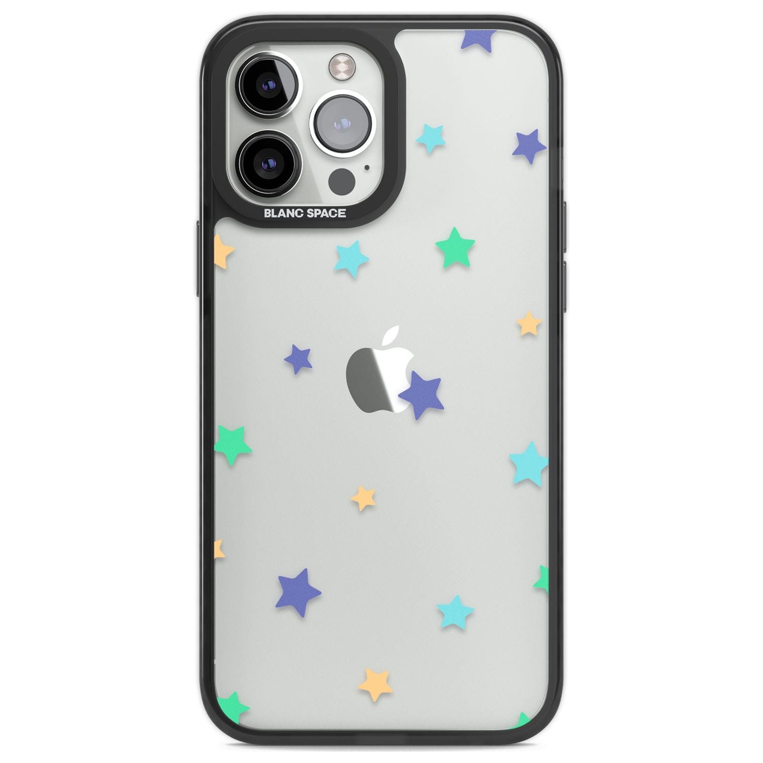 Pastel Stars Pattern Phone Case iPhone 13 Pro Max / Black Impact Case,iPhone 14 Pro Max / Black Impact Case Blanc Space