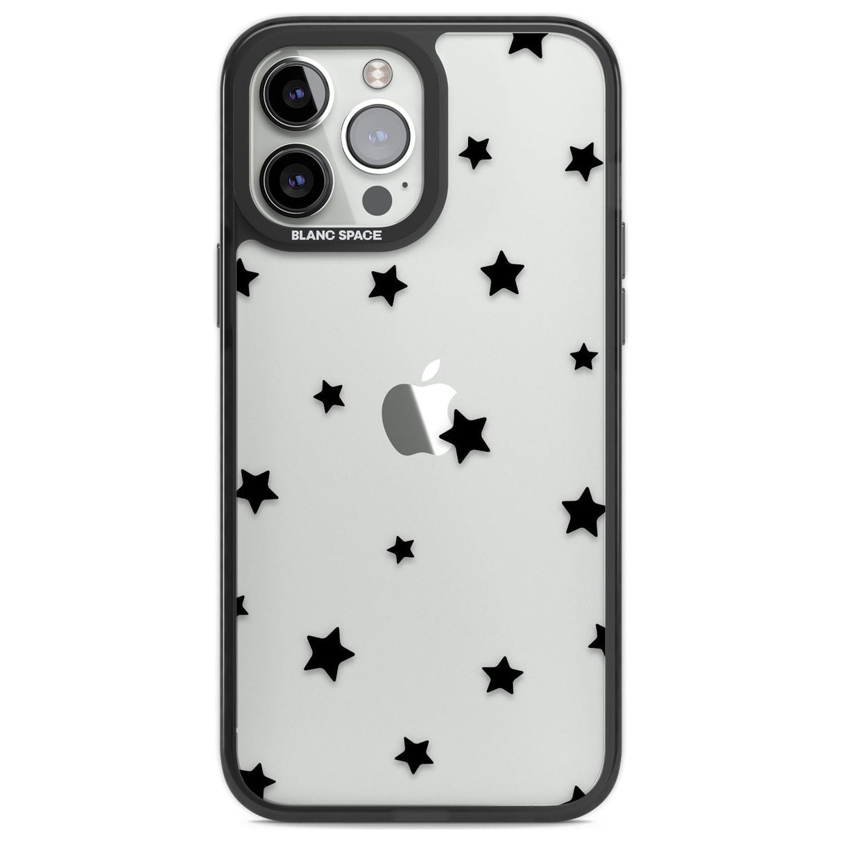 Black Stars Pattern Phone Case iPhone 13 Pro Max / Black Impact Case,iPhone 14 Pro Max / Black Impact Case Blanc Space
