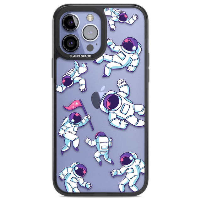 Astronaut Pattern Phone Case iPhone 14 Pro Max / Black Impact Case,iPhone 13 Pro Max / Black Impact Case Blanc Space
