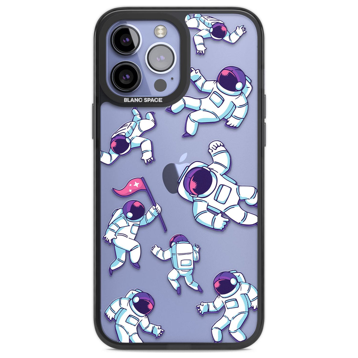 Astronaut Pattern Phone Case iPhone 14 Pro Max / Black Impact Case,iPhone 13 Pro Max / Black Impact Case Blanc Space