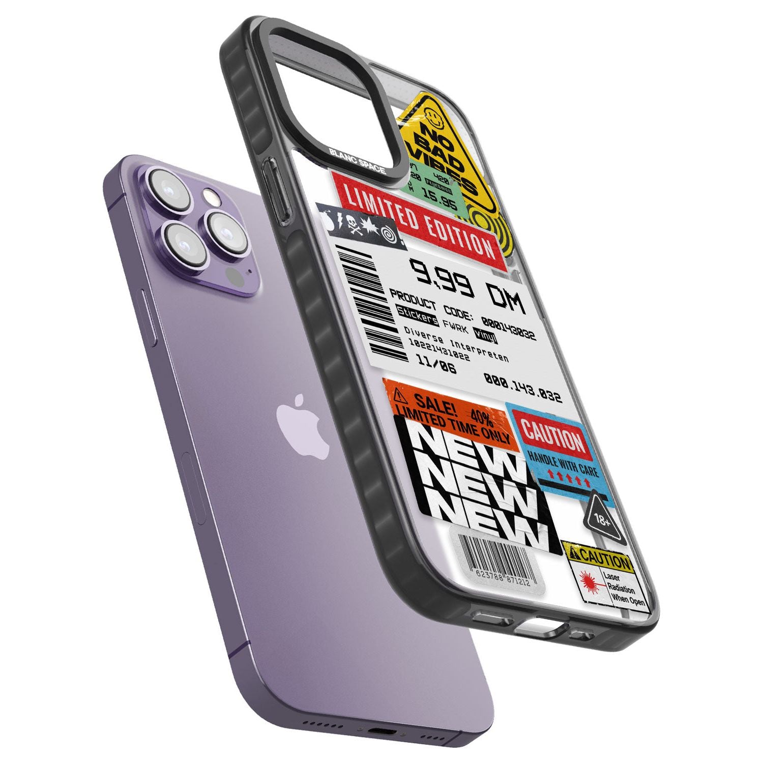 Barcode Sticker Mix Phone Case for iPhone 14 Pro Max