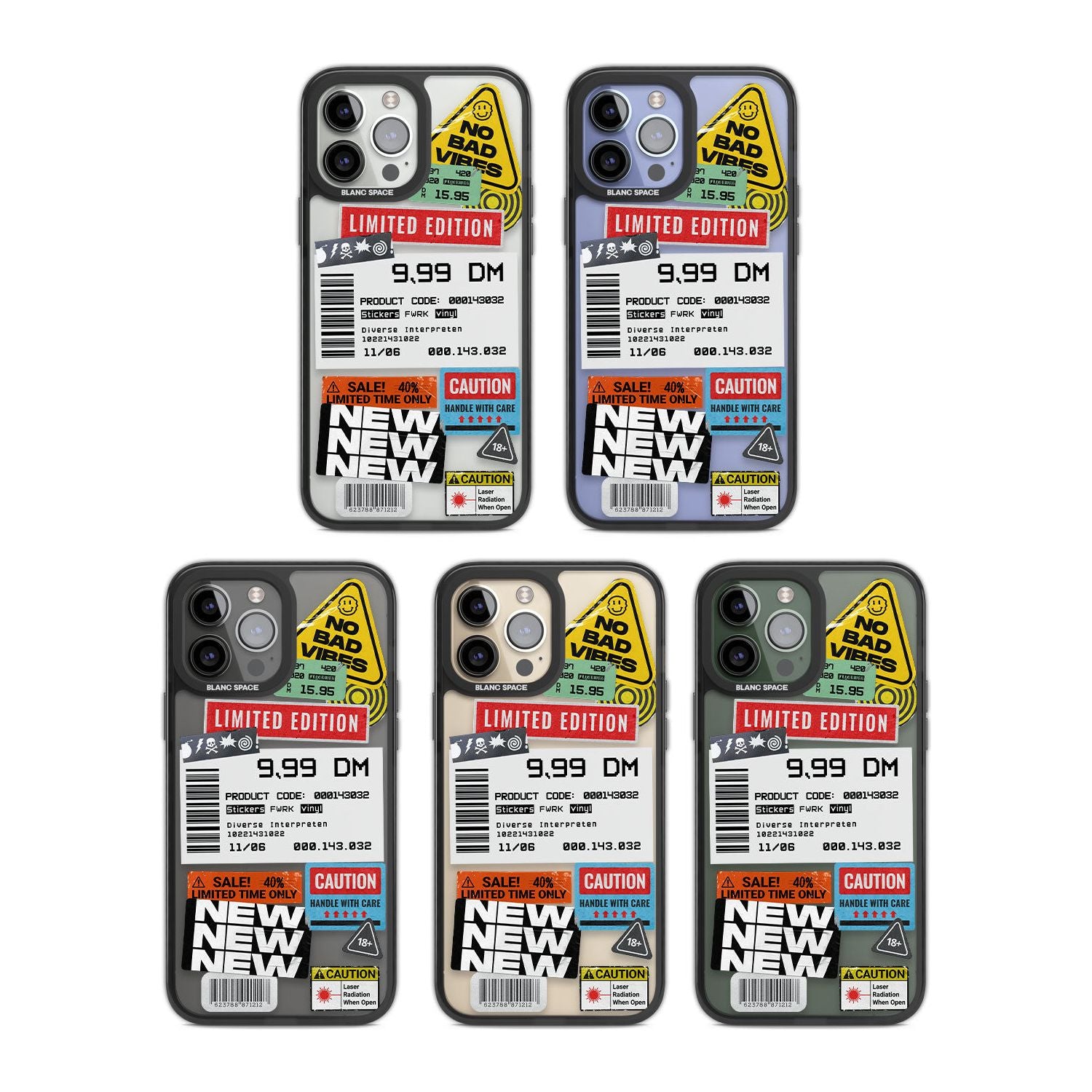 Barcode Sticker Mix Phone Case for iPhone 14 Pro Max
