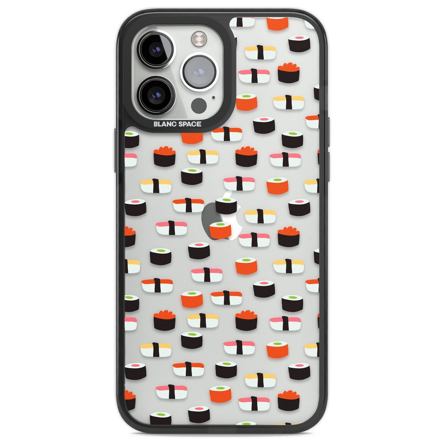 Minimalist Sushi Pattern Phone Case iPhone 13 Pro Max / Black Impact Case,iPhone 14 Pro Max / Black Impact Case Blanc Space