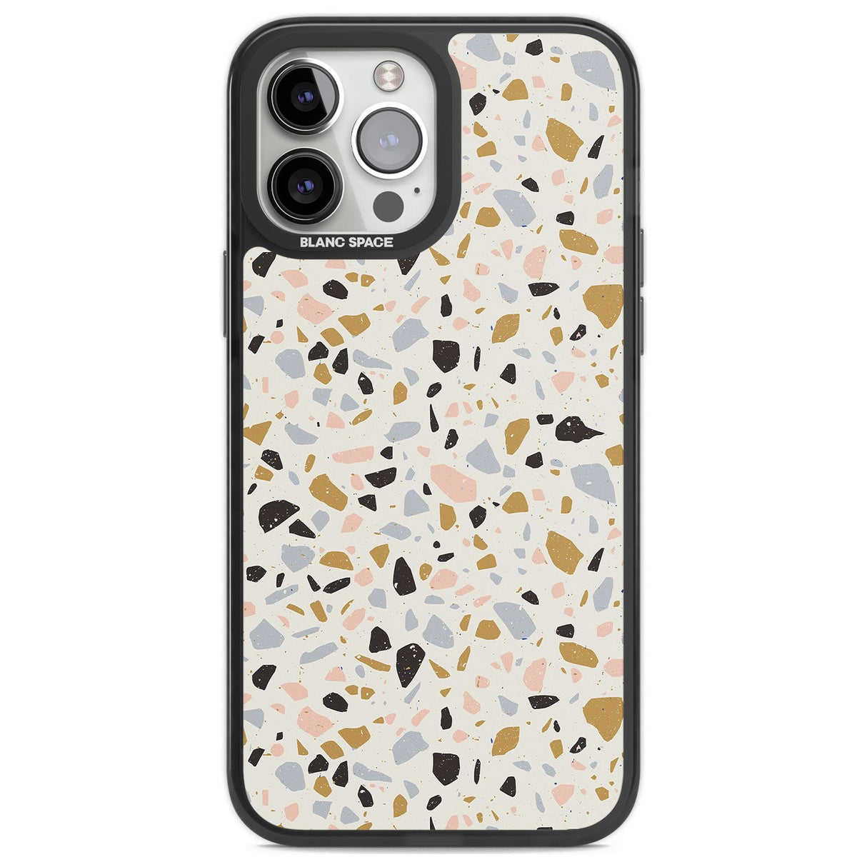 Pale Pink, Blue, & Mocha Terrazzo Pattern Phone Case iPhone 14 Pro Max / Black Impact Case,iPhone 13 Pro Max / Black Impact Case Blanc Space