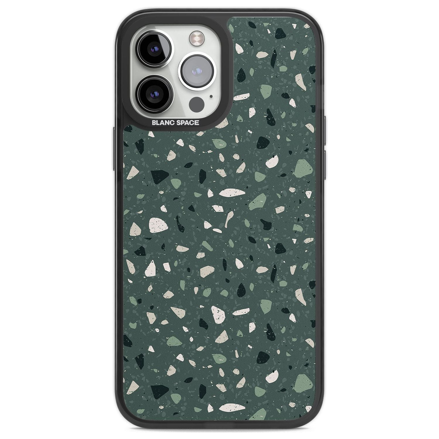Green & Cream Terrazzo Pattern Phone Case iPhone 14 Pro Max / Black Impact Case,iPhone 13 Pro Max / Black Impact Case Blanc Space