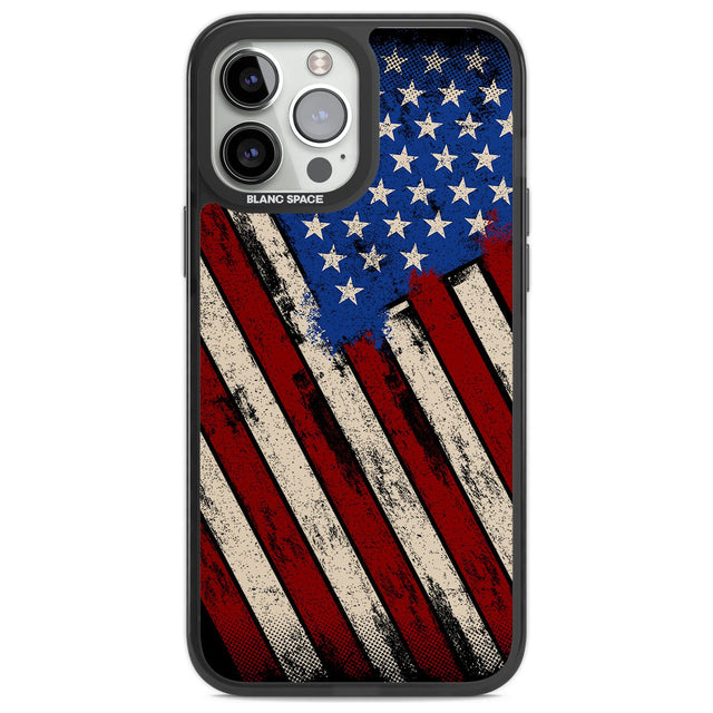 Distressed US Flag Phone Case iPhone 13 Pro Max / Black Impact Case,iPhone 14 Pro Max / Black Impact Case Blanc Space