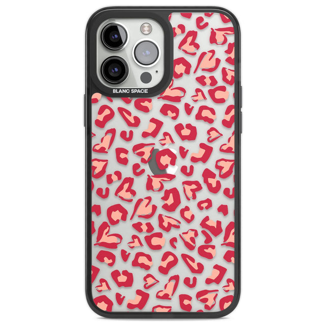 Heart Leopard Print Phone Case iPhone 13 Pro Max / Black Impact Case,iPhone 14 Pro Max / Black Impact Case Blanc Space