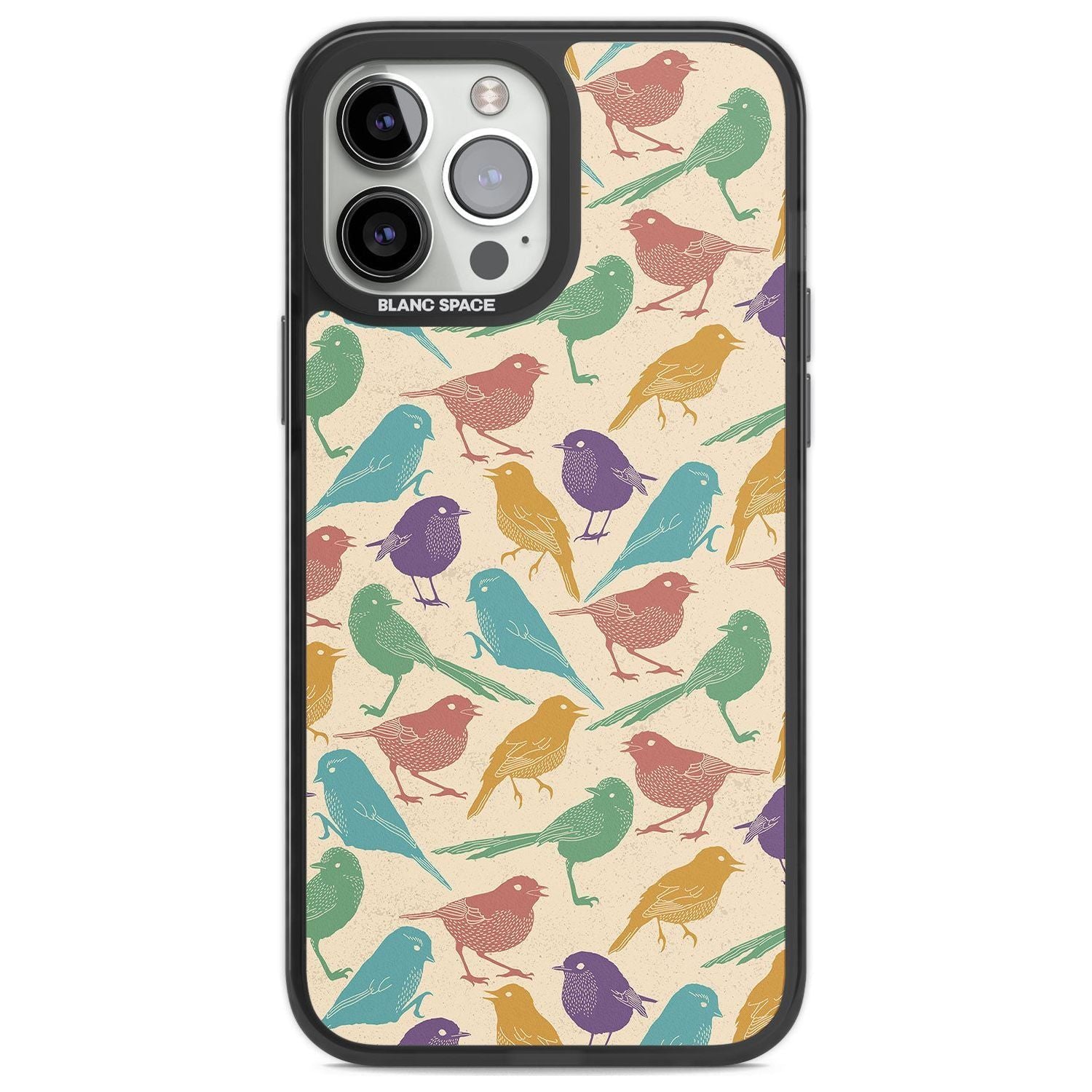 Colourful Feathered Friends Bird Phone Case iPhone 13 Pro Max / Black Impact Case,iPhone 14 Pro Max / Black Impact Case Blanc Space