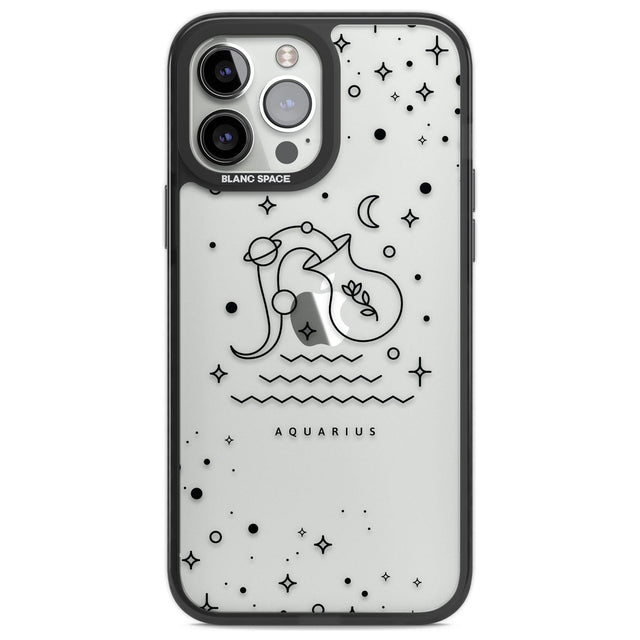 Aquarius Emblem - Transparent Design Phone Case iPhone 13 Pro Max / Black Impact Case,iPhone 14 Pro Max / Black Impact Case Blanc Space